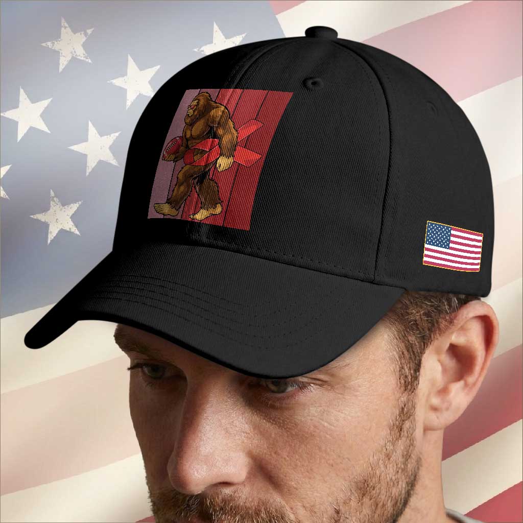 Funny Bigfoot Football HIV Awareness Baseball Cap Red Ribbon Retro Vintage Style Gift