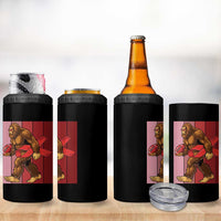 Funny Bigfoot Football HIV Awareness 4 in 1 Can Cooler Tumbler Red Ribbon Retro Vintage Style Gift - Wonder Print Shop