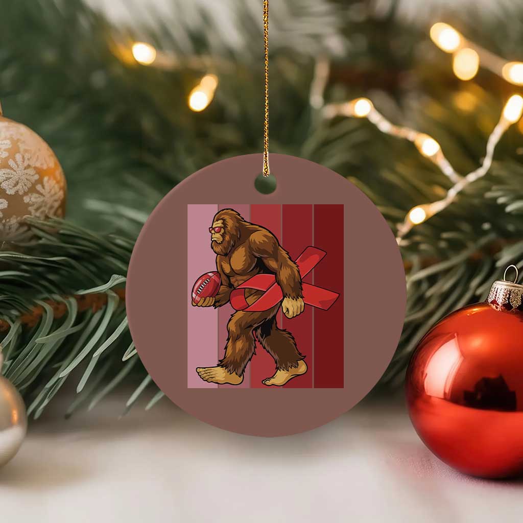 Funny Bigfoot Football HIV Awareness Ceramic Ornament Red Ribbon Retro Vintage Style Gift - Wonder Print Shop