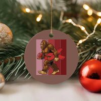 Funny Bigfoot Football HIV Awareness Ceramic Ornament Red Ribbon Retro Vintage Style Gift - Wonder Print Shop
