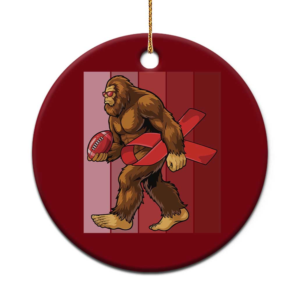 Funny Bigfoot Football HIV Awareness Ceramic Ornament Red Ribbon Retro Vintage Style Gift - Wonder Print Shop