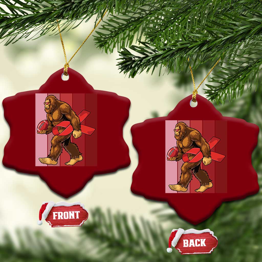 Funny Bigfoot Football HIV Awareness Ceramic Ornament Red Ribbon Retro Vintage Style Gift - Wonder Print Shop