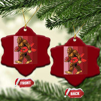 Funny Bigfoot Football HIV Awareness Ceramic Ornament Red Ribbon Retro Vintage Style Gift - Wonder Print Shop