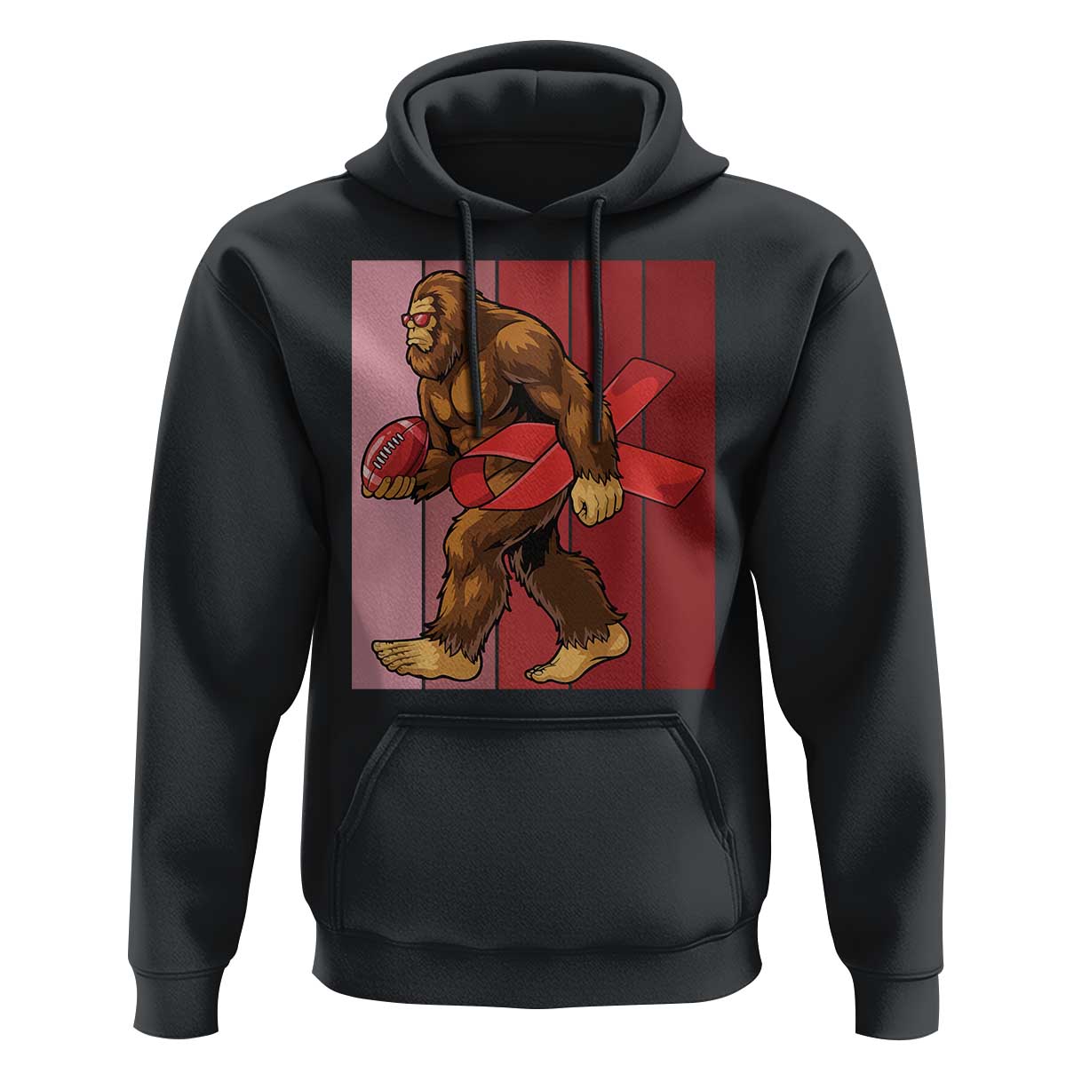Funny Bigfoot Football HIV Awareness Hoodie Red Ribbon Retro Vintage Style Gift - Wonder Print Shop