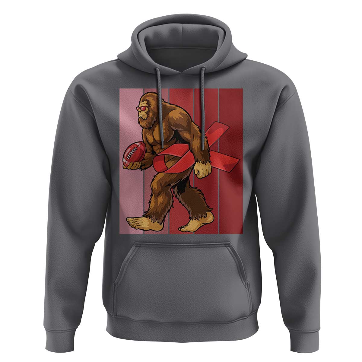 Funny Bigfoot Football HIV Awareness Hoodie Red Ribbon Retro Vintage Style Gift - Wonder Print Shop
