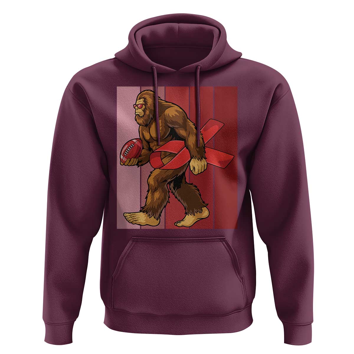 Funny Bigfoot Football HIV Awareness Hoodie Red Ribbon Retro Vintage Style Gift - Wonder Print Shop