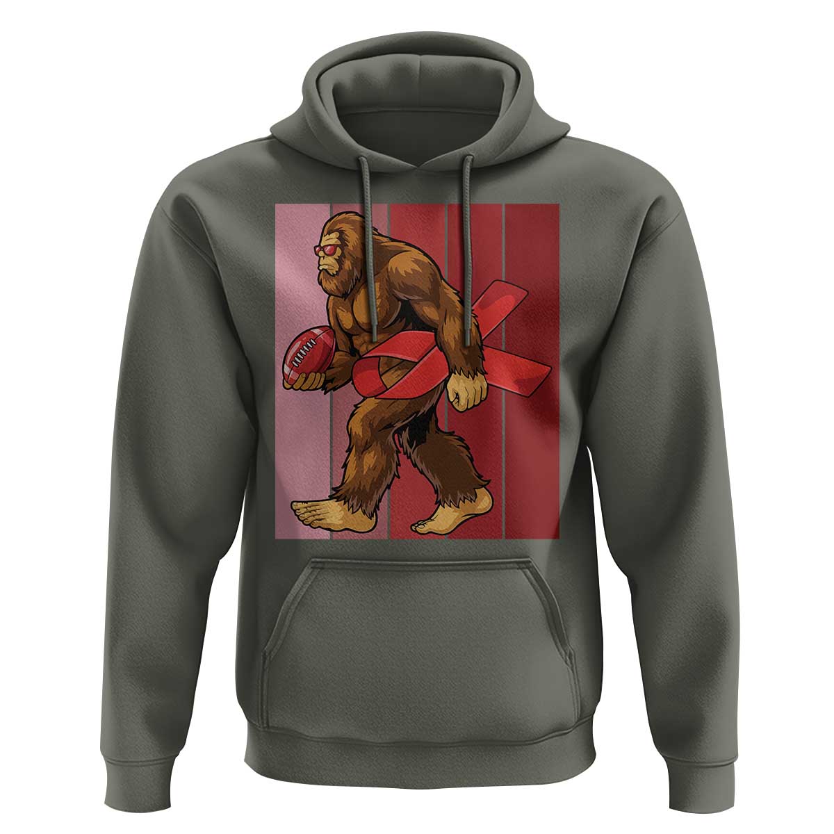 Funny Bigfoot Football HIV Awareness Hoodie Red Ribbon Retro Vintage Style Gift - Wonder Print Shop