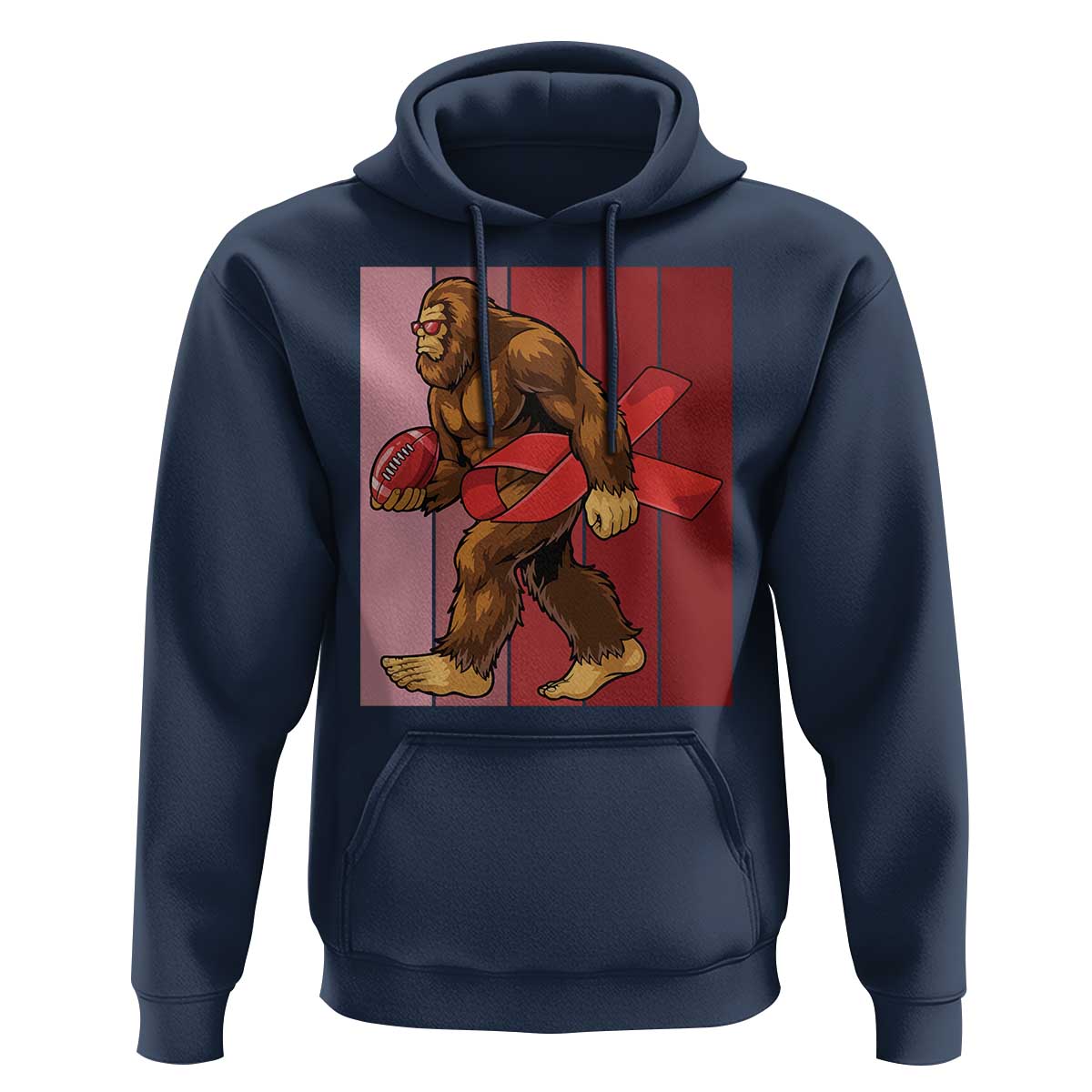 Funny Bigfoot Football HIV Awareness Hoodie Red Ribbon Retro Vintage Style Gift - Wonder Print Shop