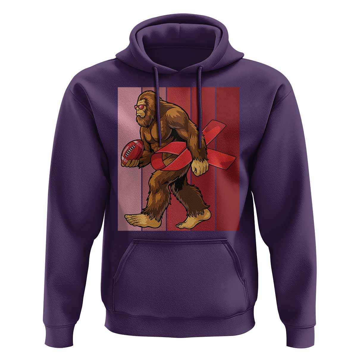 Funny Bigfoot Football HIV Awareness Hoodie Red Ribbon Retro Vintage Style Gift - Wonder Print Shop