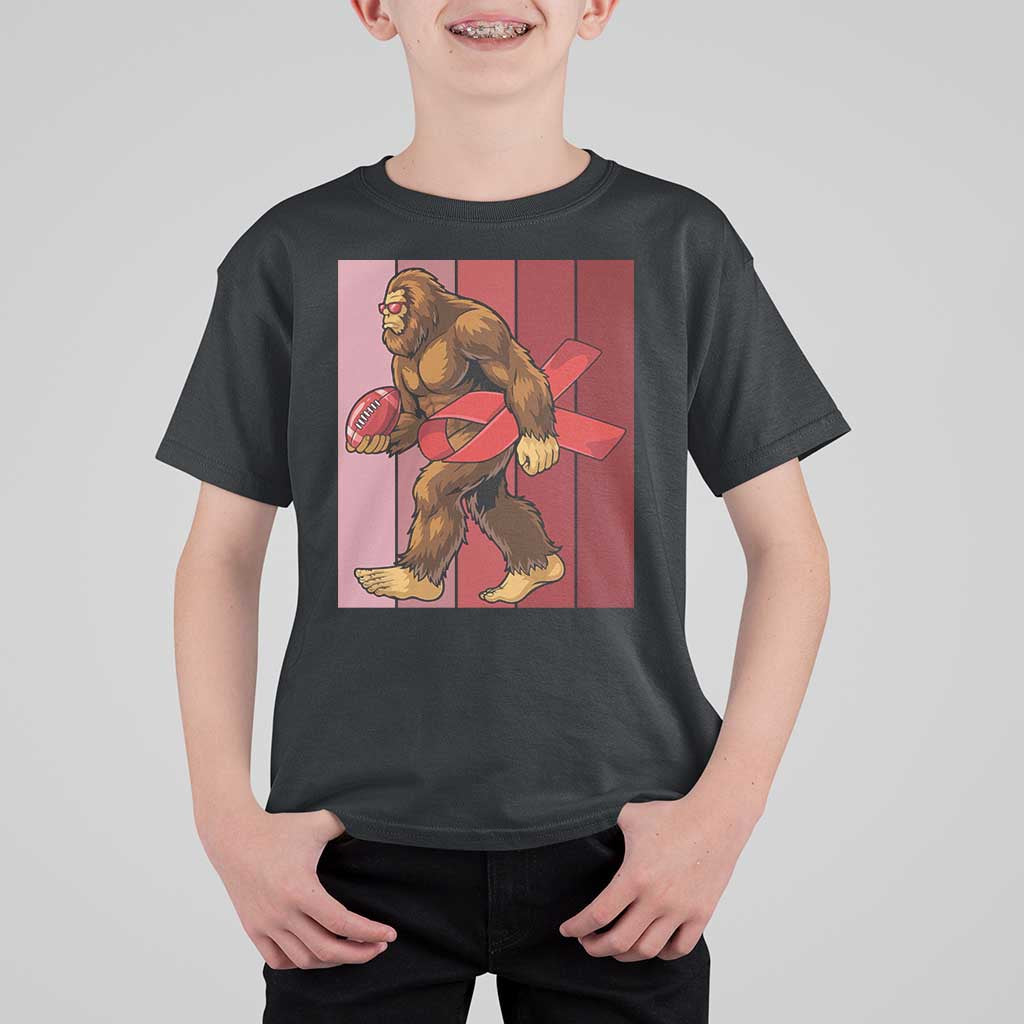 Funny Bigfoot Football HIV Awareness T Shirt For Kid Red Ribbon Retro Vintage Style Gift - Wonder Print Shop