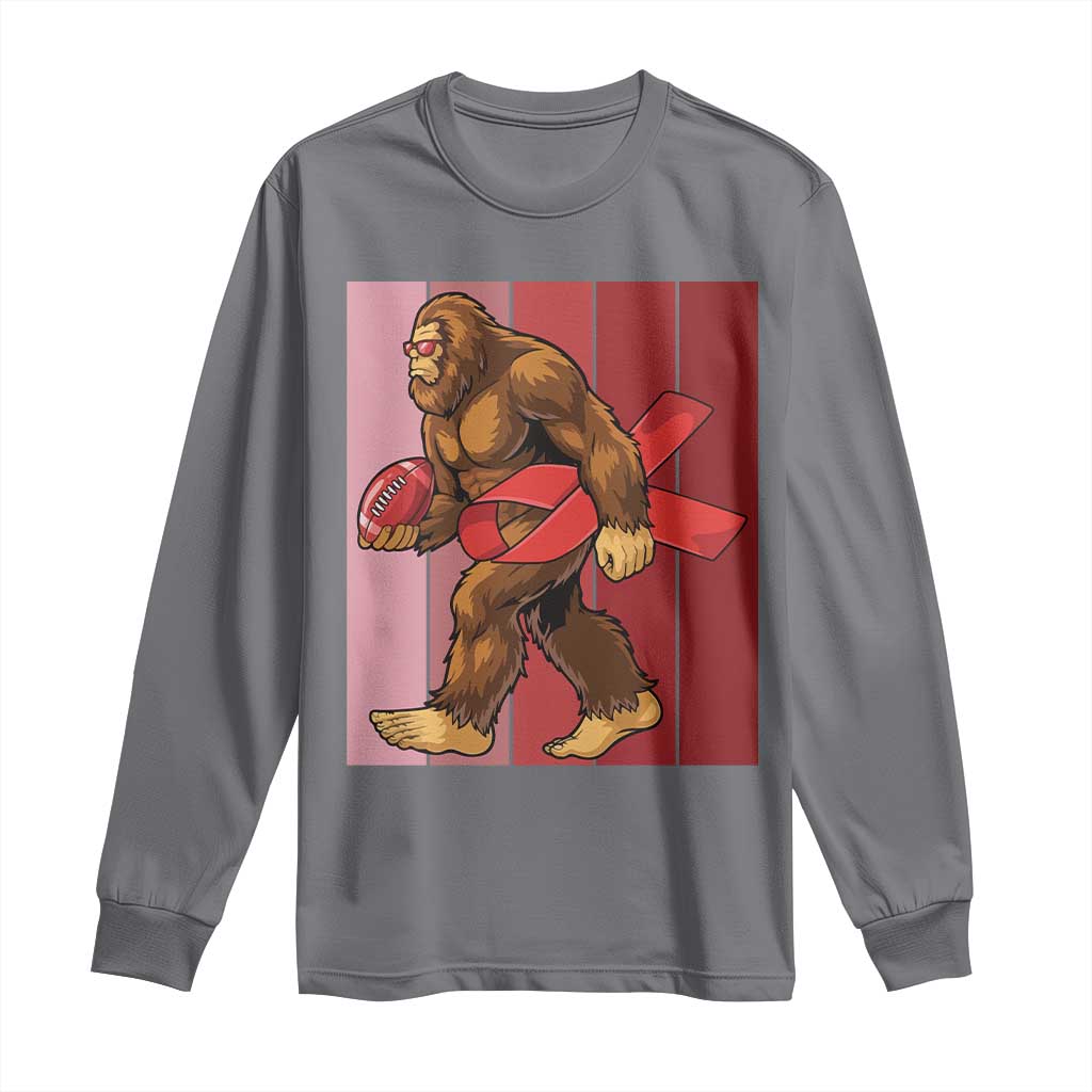 Funny Bigfoot Football HIV Awareness Long Sleeve Shirt Red Ribbon Retro Vintage Style Gift - Wonder Print Shop