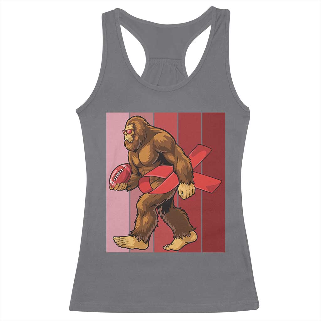 Funny Bigfoot Football HIV Awareness Racerback Tank Top Red Ribbon Retro Vintage Style Gift - Wonder Print Shop