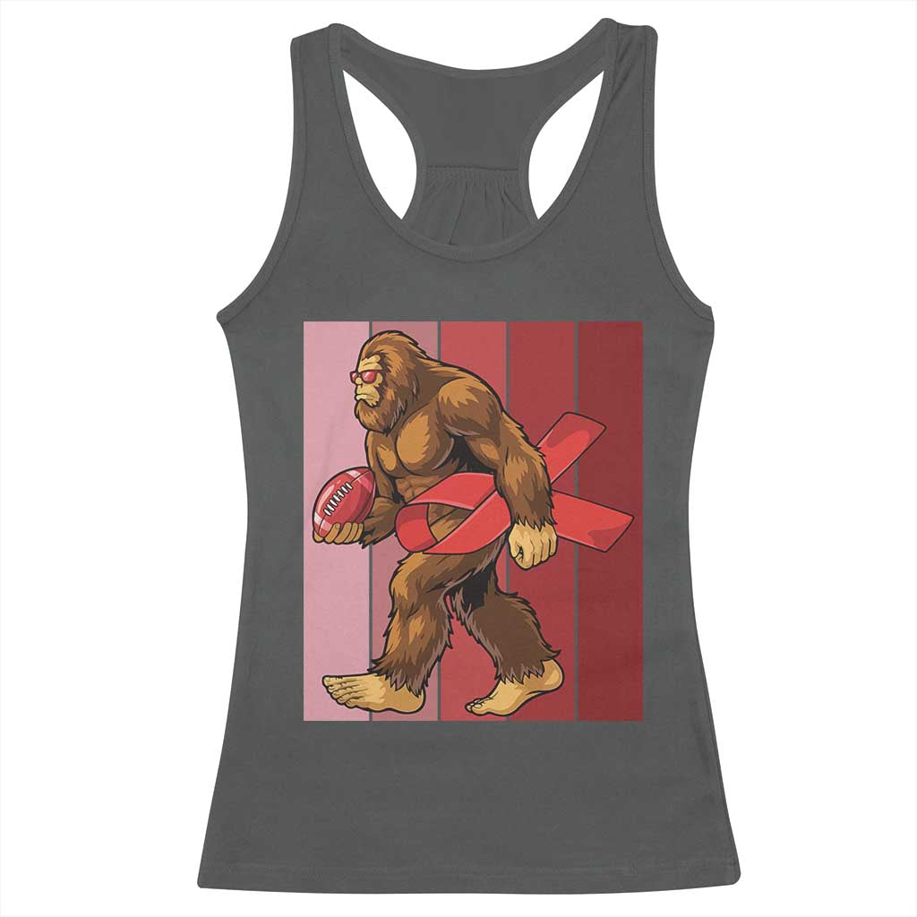 Funny Bigfoot Football HIV Awareness Racerback Tank Top Red Ribbon Retro Vintage Style Gift - Wonder Print Shop