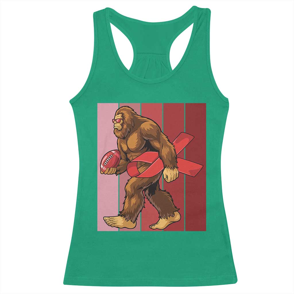 Funny Bigfoot Football HIV Awareness Racerback Tank Top Red Ribbon Retro Vintage Style Gift - Wonder Print Shop