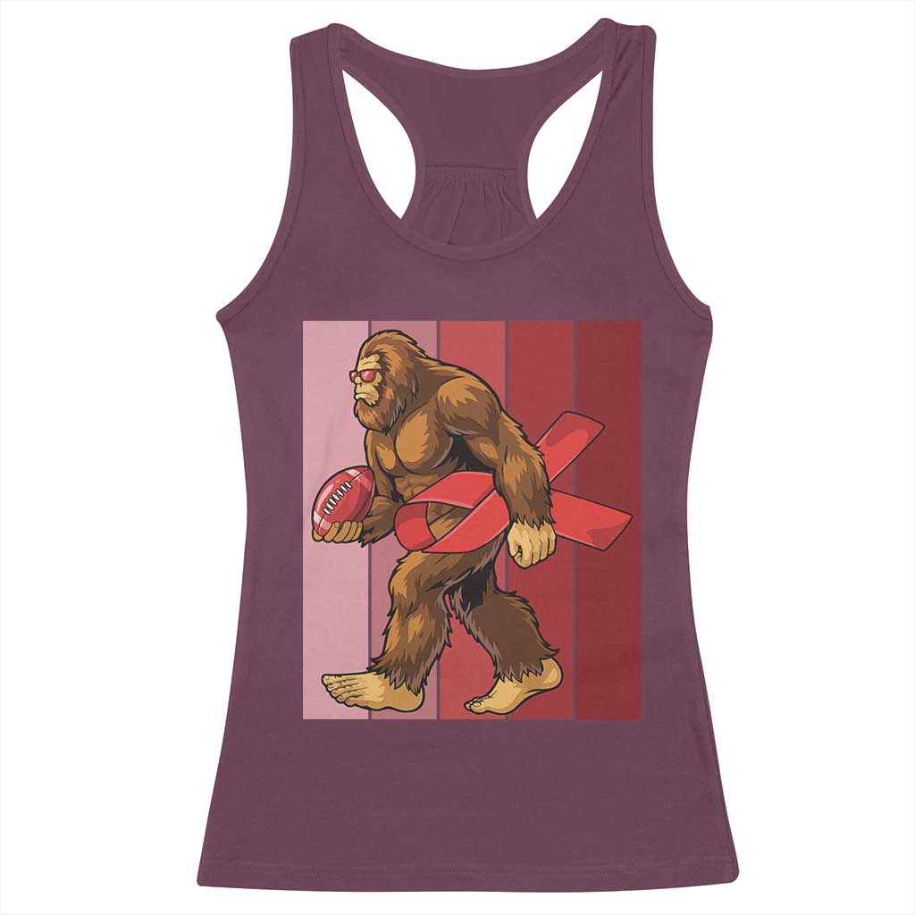 Funny Bigfoot Football HIV Awareness Racerback Tank Top Red Ribbon Retro Vintage Style Gift - Wonder Print Shop