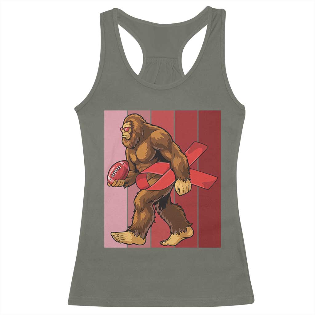 Funny Bigfoot Football HIV Awareness Racerback Tank Top Red Ribbon Retro Vintage Style Gift - Wonder Print Shop