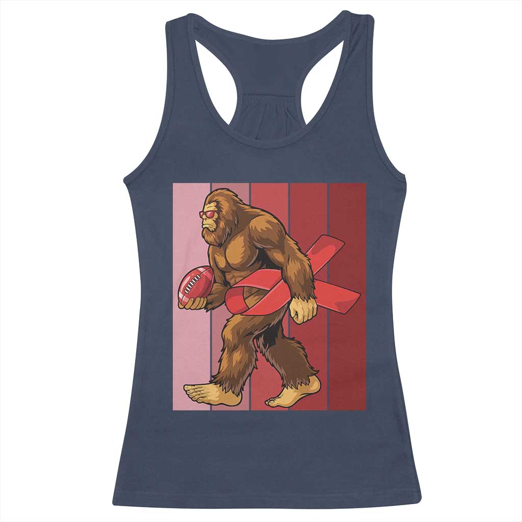Funny Bigfoot Football HIV Awareness Racerback Tank Top Red Ribbon Retro Vintage Style Gift - Wonder Print Shop