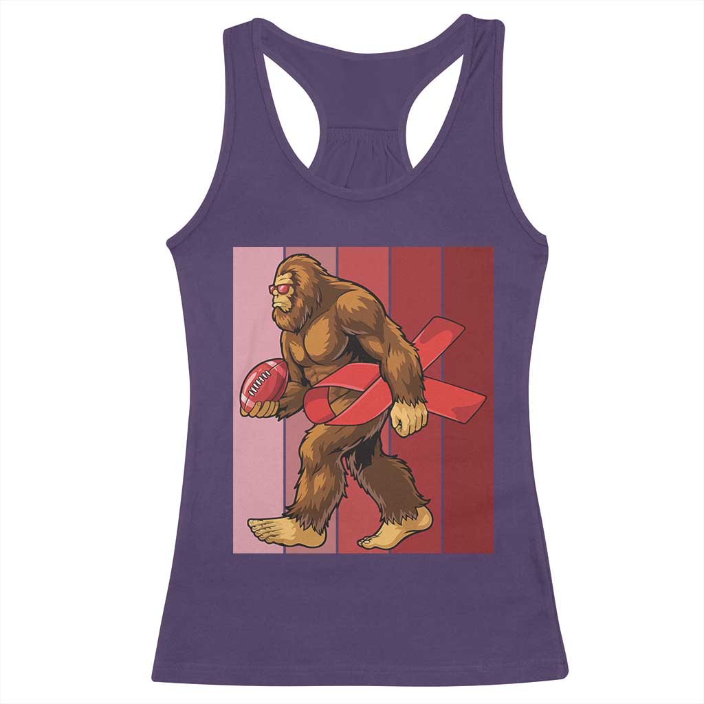 Funny Bigfoot Football HIV Awareness Racerback Tank Top Red Ribbon Retro Vintage Style Gift - Wonder Print Shop