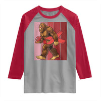 Funny Bigfoot Football HIV Awareness Raglan Shirt Red Ribbon Retro Vintage Style Gift - Wonder Print Shop