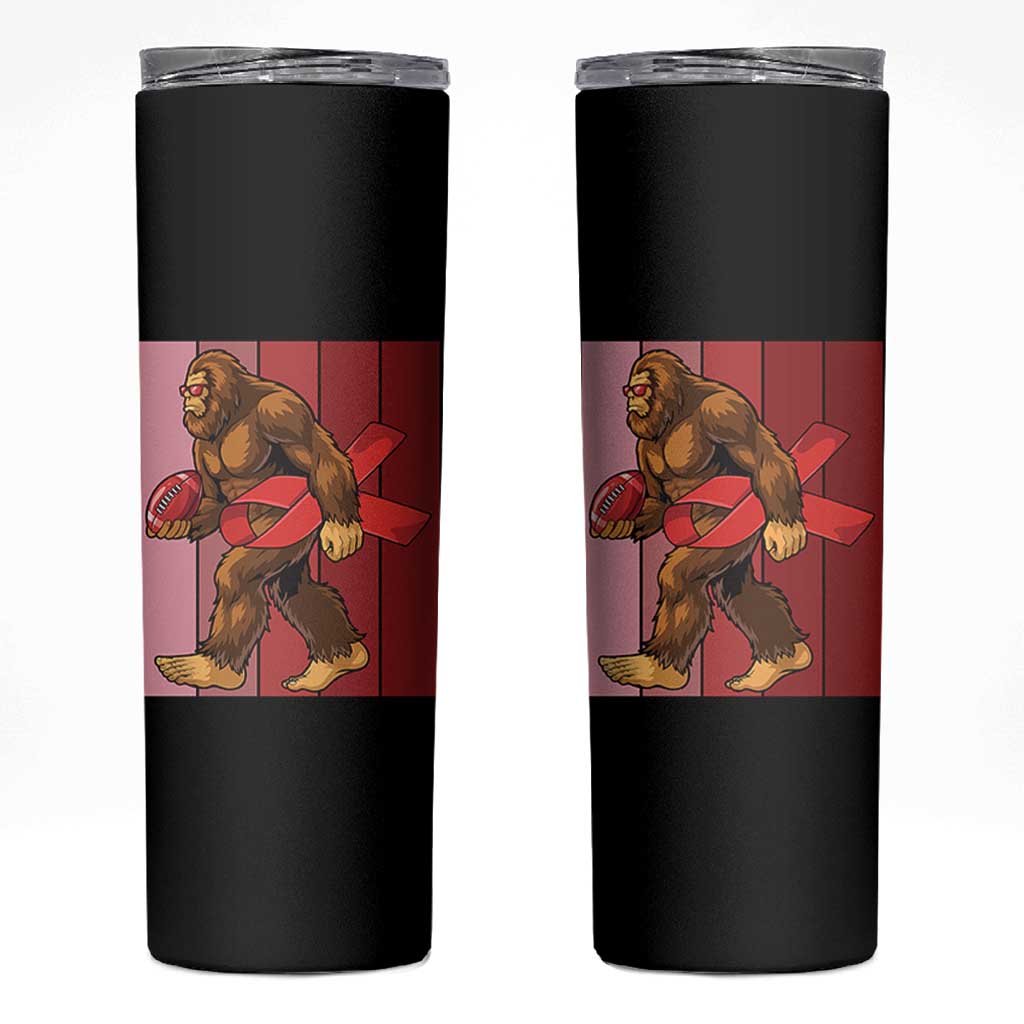 Funny Bigfoot Football HIV Awareness Skinny Tumbler Red Ribbon Retro Vintage Style Gift - Wonder Print Shop