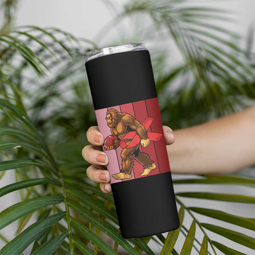 Funny Bigfoot Football HIV Awareness Skinny Tumbler Red Ribbon Retro Vintage Style Gift - Wonder Print Shop