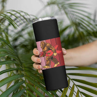Funny Bigfoot Football HIV Awareness Skinny Tumbler Red Ribbon Retro Vintage Style Gift - Wonder Print Shop