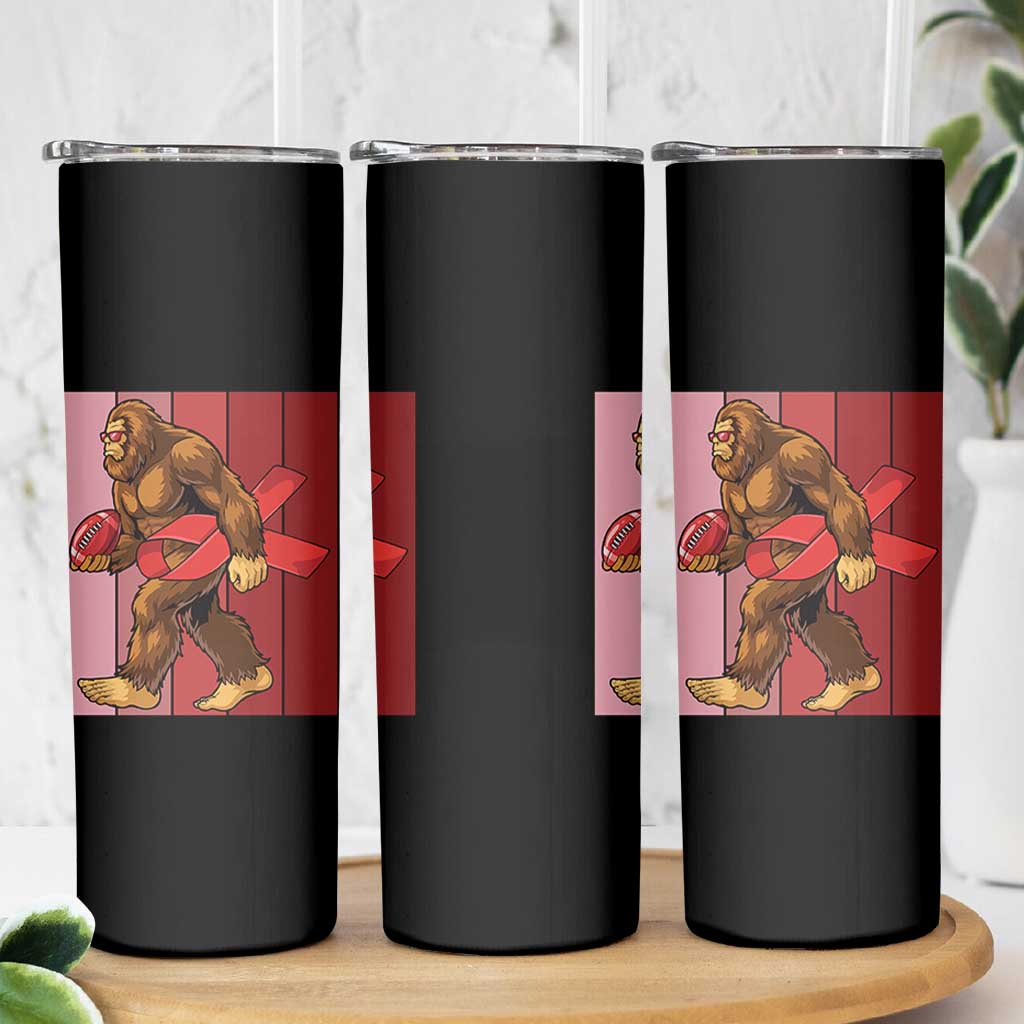 Funny Bigfoot Football HIV Awareness Skinny Tumbler Red Ribbon Retro Vintage Style Gift - Wonder Print Shop
