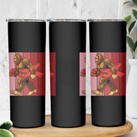 Funny Bigfoot Football HIV Awareness Skinny Tumbler Red Ribbon Retro Vintage Style Gift - Wonder Print Shop