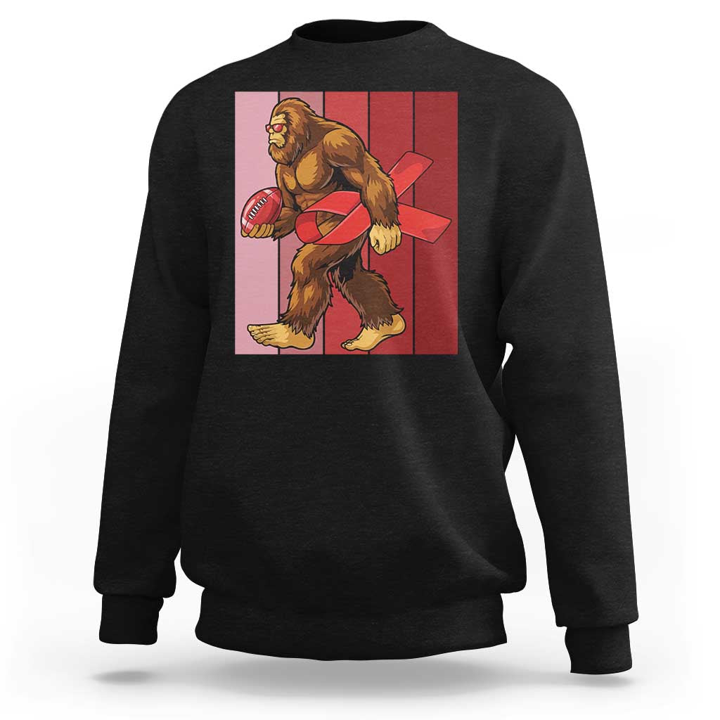 Funny Bigfoot Football HIV Awareness Sweatshirt Red Ribbon Retro Vintage Style Gift - Wonder Print Shop