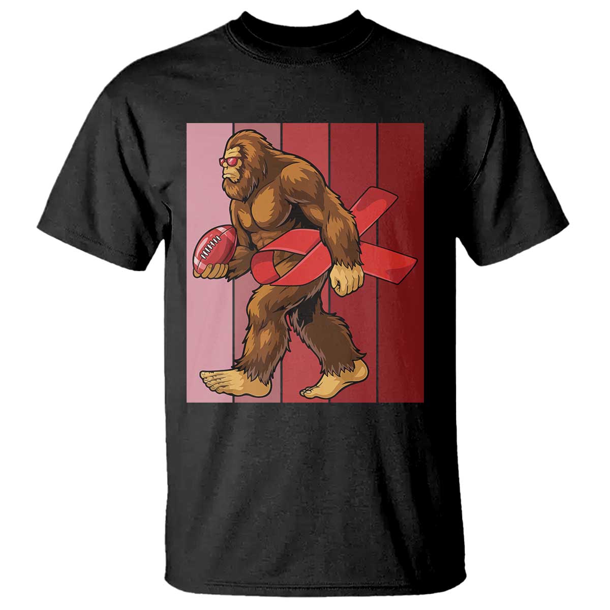 Funny Bigfoot Football HIV Awareness T Shirt Red Ribbon Retro Vintage Style Gift - Wonder Print Shop