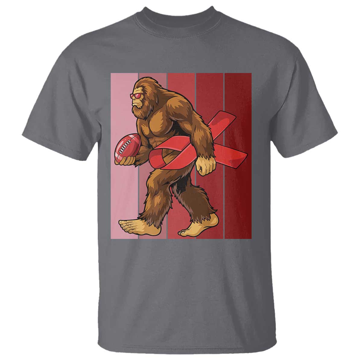 Funny Bigfoot Football HIV Awareness T Shirt Red Ribbon Retro Vintage Style Gift - Wonder Print Shop