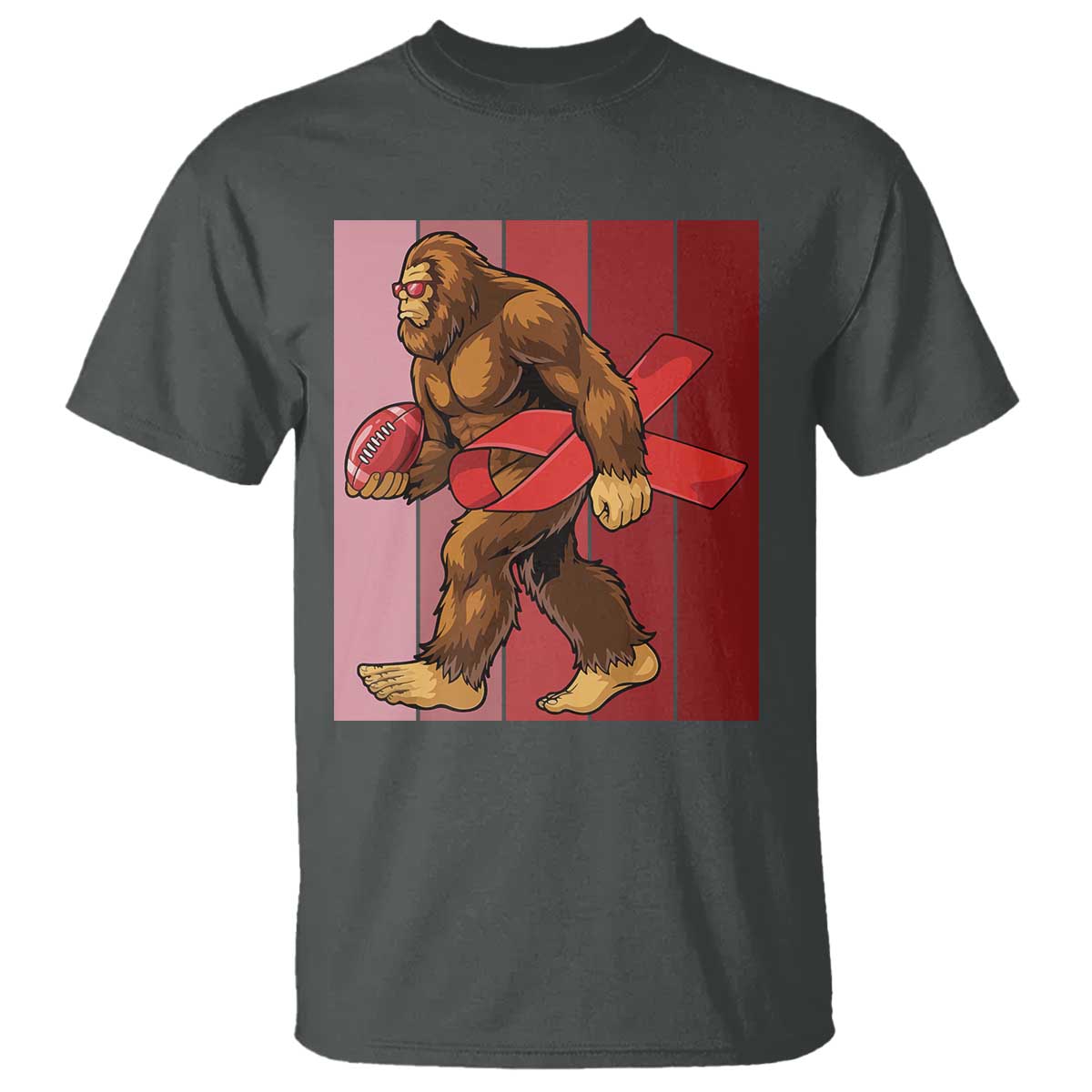 Funny Bigfoot Football HIV Awareness T Shirt Red Ribbon Retro Vintage Style Gift - Wonder Print Shop