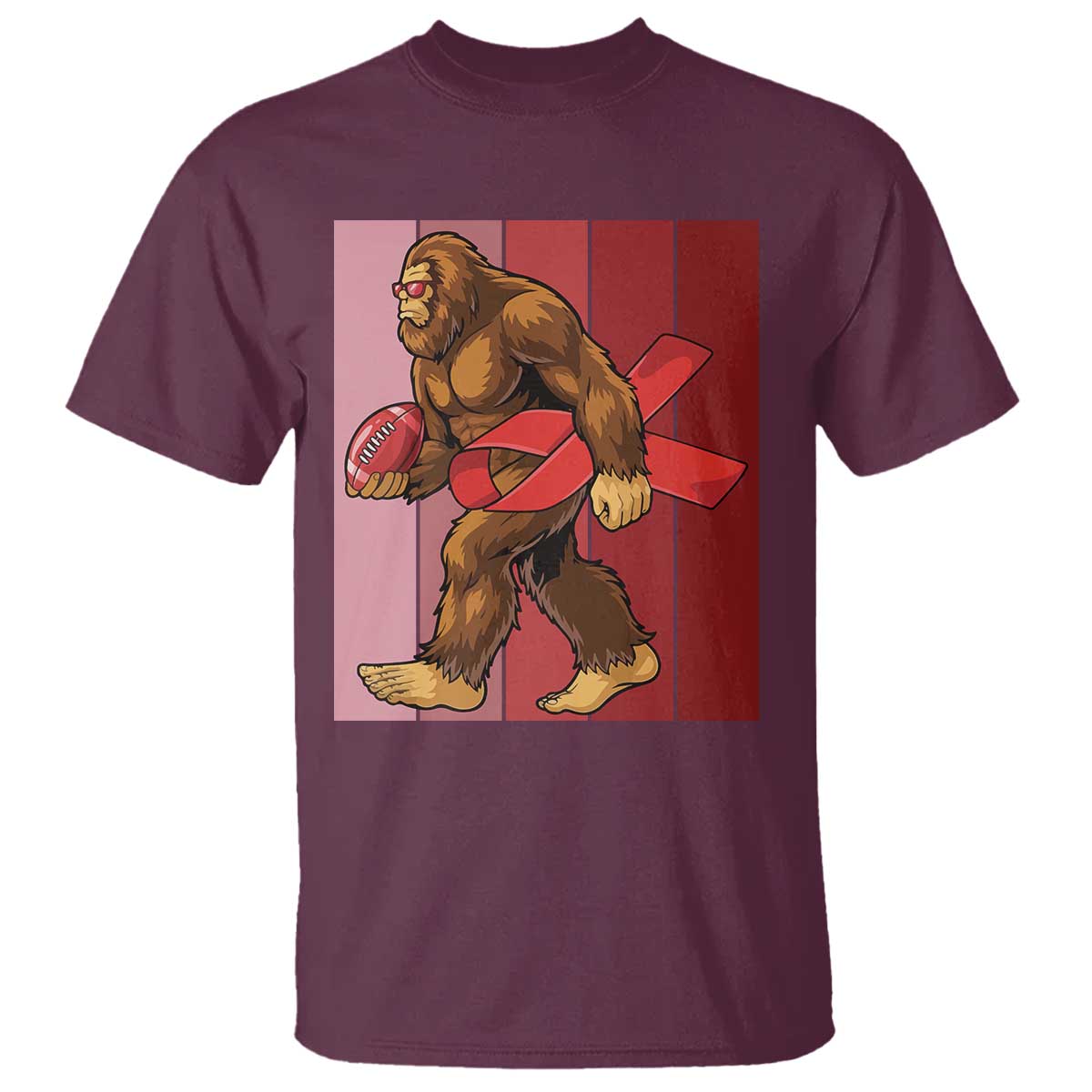Funny Bigfoot Football HIV Awareness T Shirt Red Ribbon Retro Vintage Style Gift - Wonder Print Shop