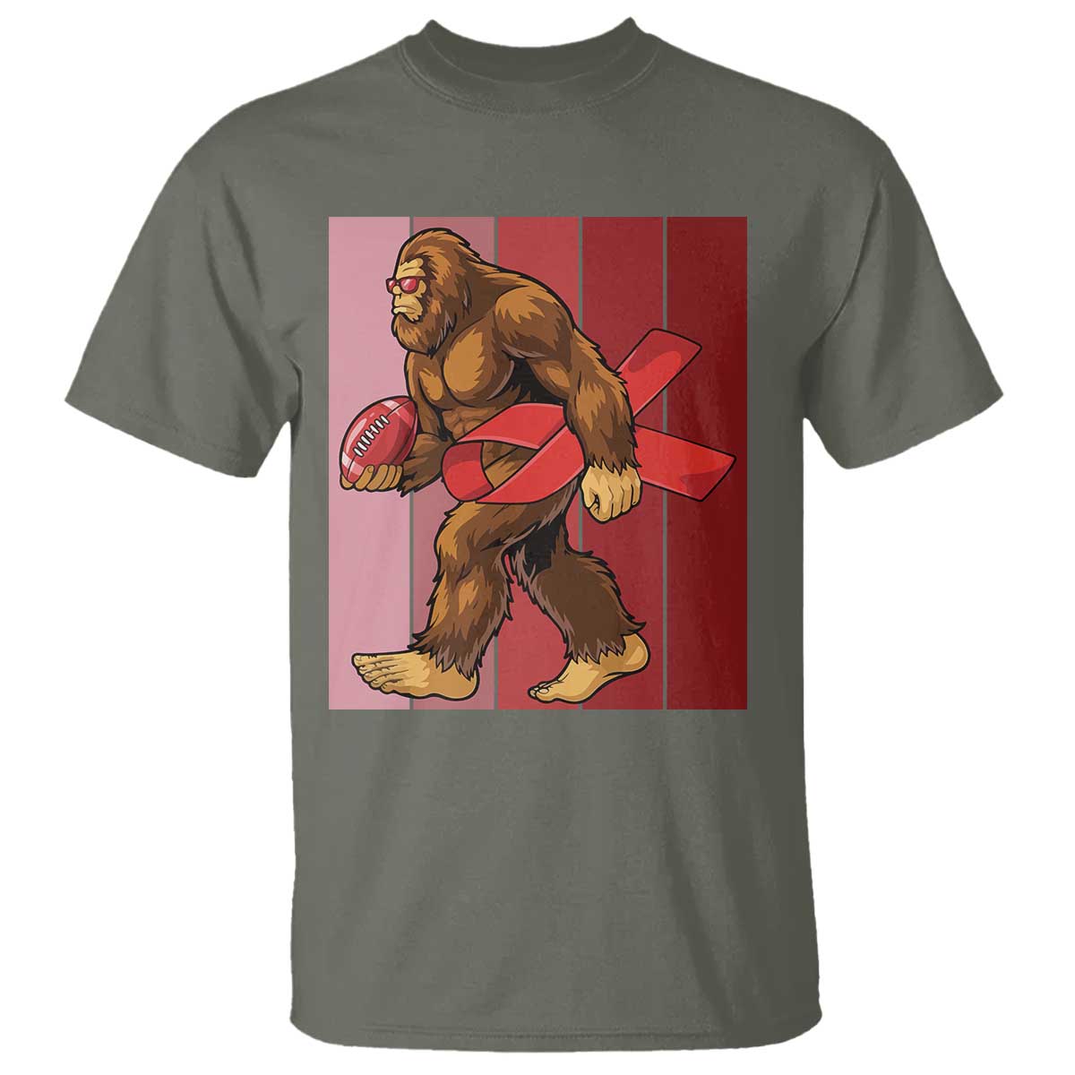 Funny Bigfoot Football HIV Awareness T Shirt Red Ribbon Retro Vintage Style Gift - Wonder Print Shop
