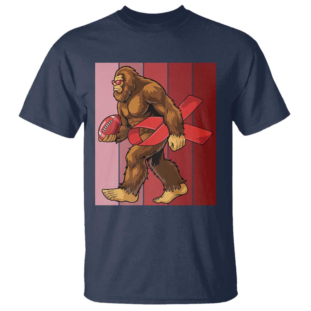 Funny Bigfoot Football HIV Awareness T Shirt Red Ribbon Retro Vintage Style Gift - Wonder Print Shop