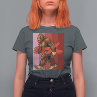 Funny Bigfoot Football HIV Awareness T Shirt For Women Red Ribbon Retro Vintage Style Gift - Wonder Print Shop