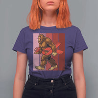 Funny Bigfoot Football HIV Awareness T Shirt For Women Red Ribbon Retro Vintage Style Gift - Wonder Print Shop