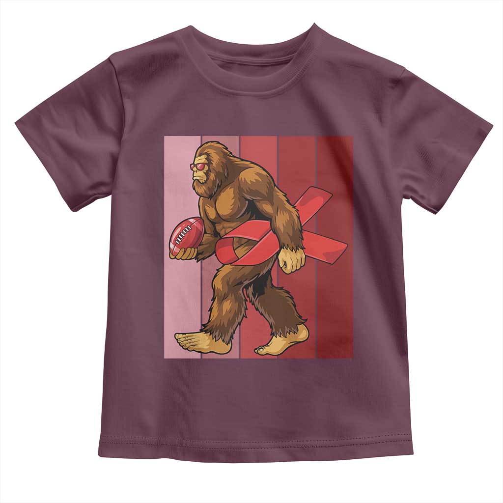 Funny Bigfoot Football HIV Awareness Toddler T Shirt Red Ribbon Retro Vintage Style Gift - Wonder Print Shop
