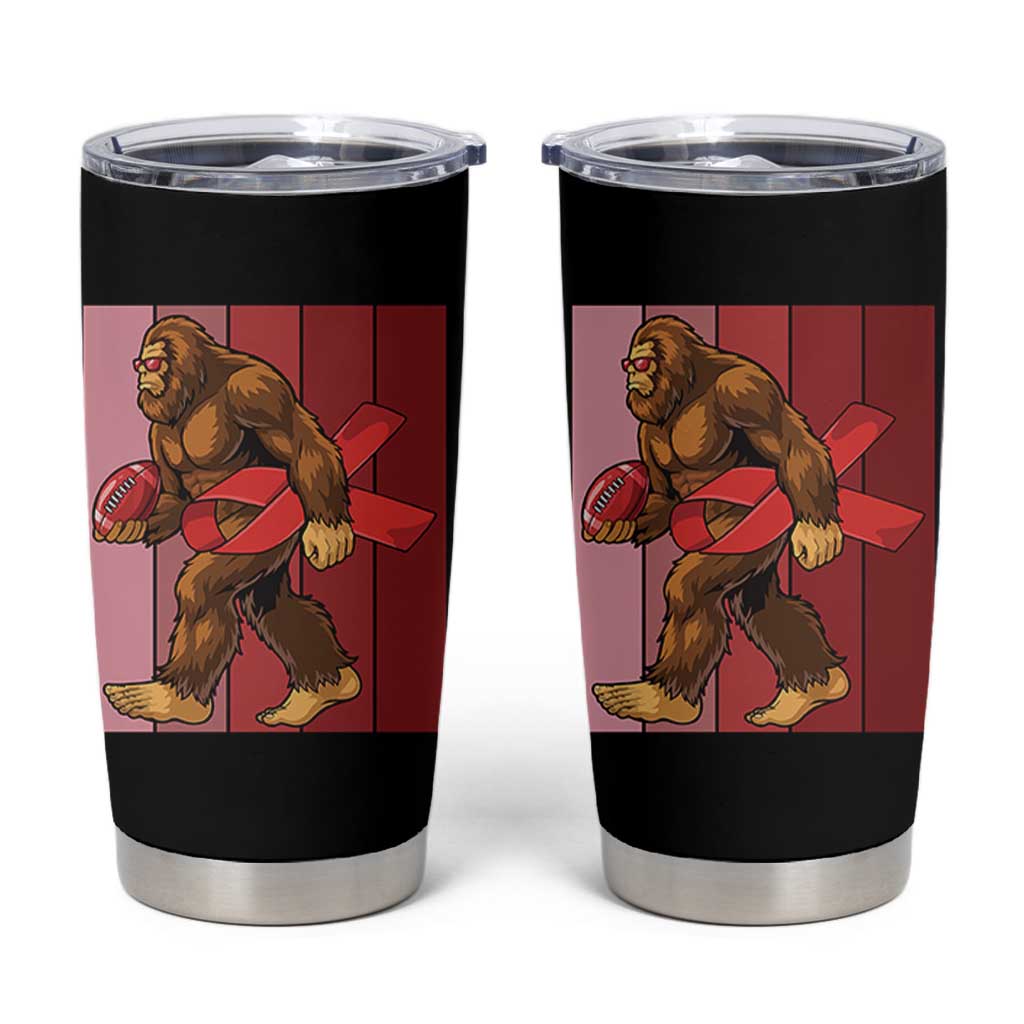 Funny Bigfoot Football HIV Awareness Tumbler Cup Red Ribbon Retro Vintage Style Gift - Wonder Print Shop