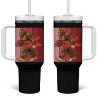 Funny Bigfoot Football HIV Awareness Tumbler With Handle Red Ribbon Retro Vintage Style Gift - Wonder Print Shop