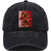 Funny Bigfoot Football HIV Awareness Washed Cotton Baseball Cap Red Ribbon Retro Vintage Style Gift