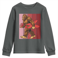 Funny Bigfoot Football HIV Awareness Youth Sweatshirt Red Ribbon Retro Vintage Style Gift - Wonder Print Shop