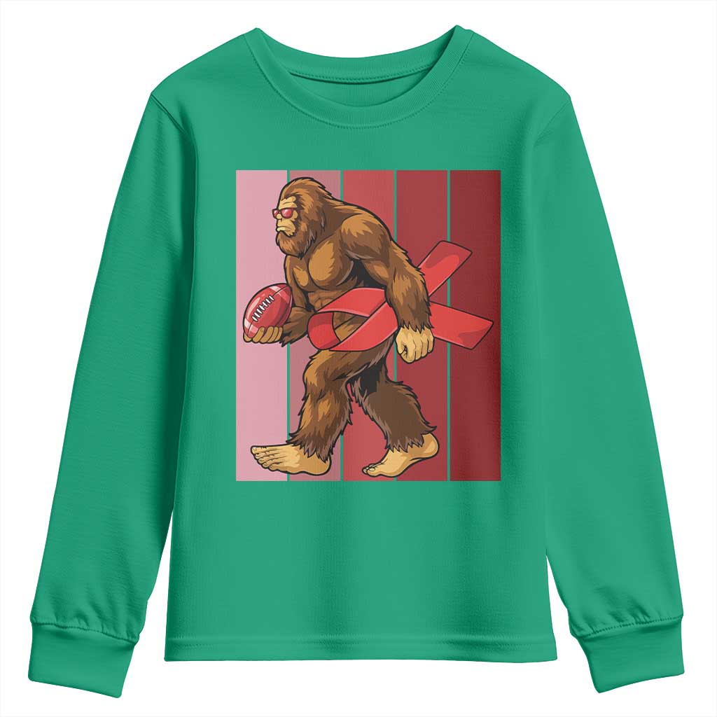 Funny Bigfoot Football HIV Awareness Youth Sweatshirt Red Ribbon Retro Vintage Style Gift - Wonder Print Shop