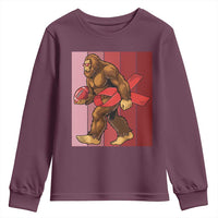 Funny Bigfoot Football HIV Awareness Youth Sweatshirt Red Ribbon Retro Vintage Style Gift - Wonder Print Shop