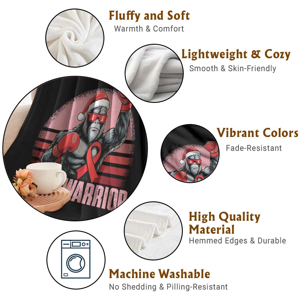 Christmas Santa Bigfoot HIV Awareness Throw Blanket Retro Vintage Style Gift - Wonder Print Shop