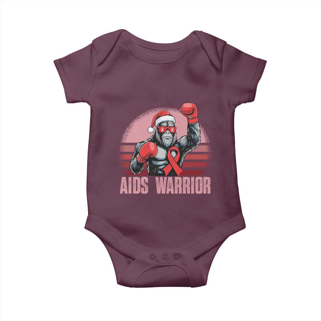 Christmas Santa Bigfoot HIV Awareness Baby Onesie Retro Vintage Style Gift - Wonder Print Shop