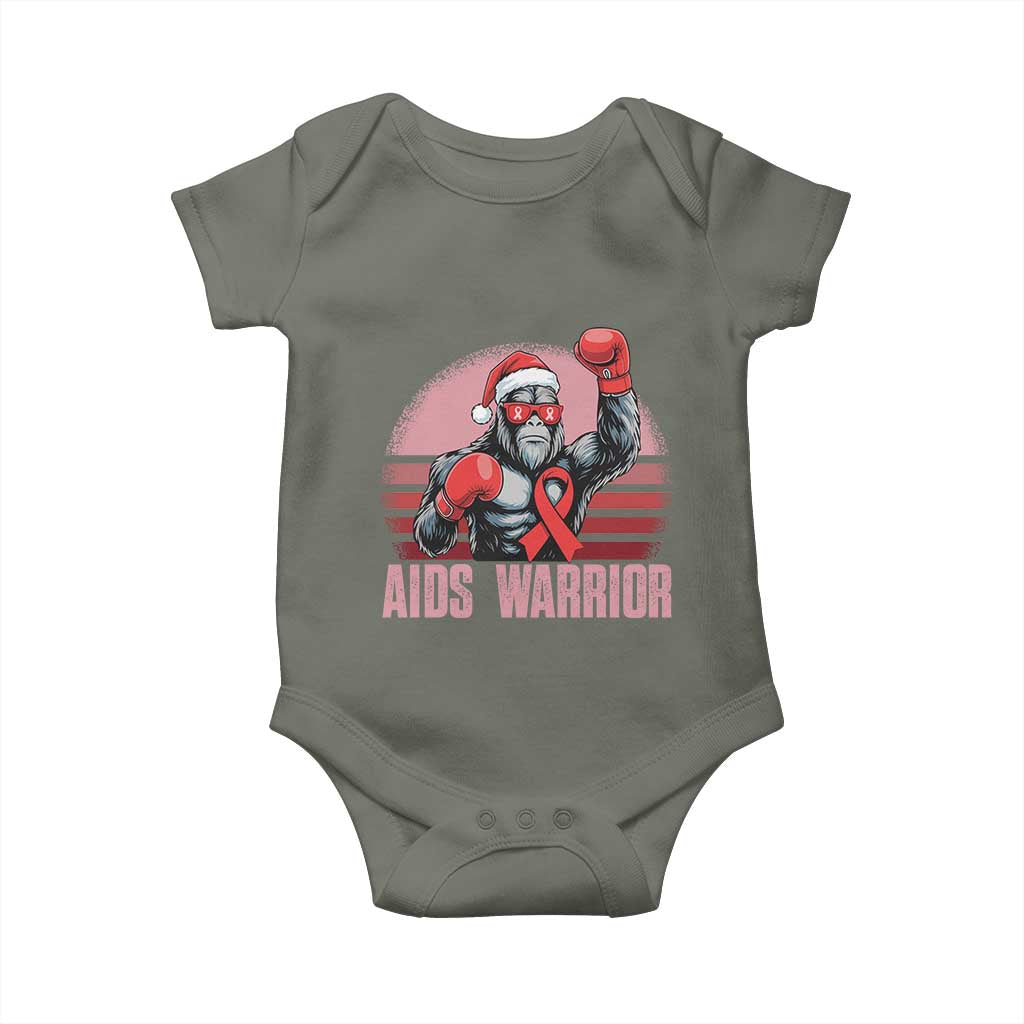 Christmas Santa Bigfoot HIV Awareness Baby Onesie Retro Vintage Style Gift - Wonder Print Shop