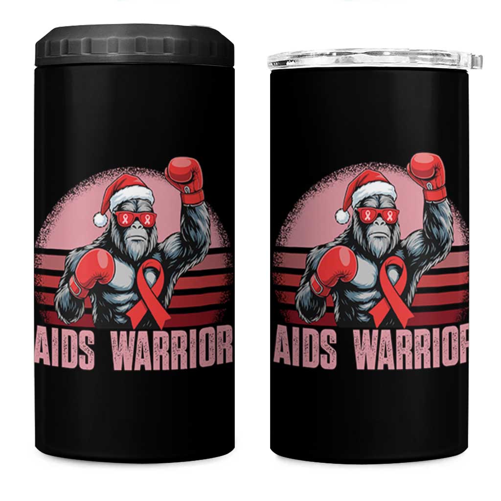 Christmas Santa Bigfoot HIV Awareness 4 in 1 Can Cooler Tumbler Retro Vintage Style Gift - Wonder Print Shop