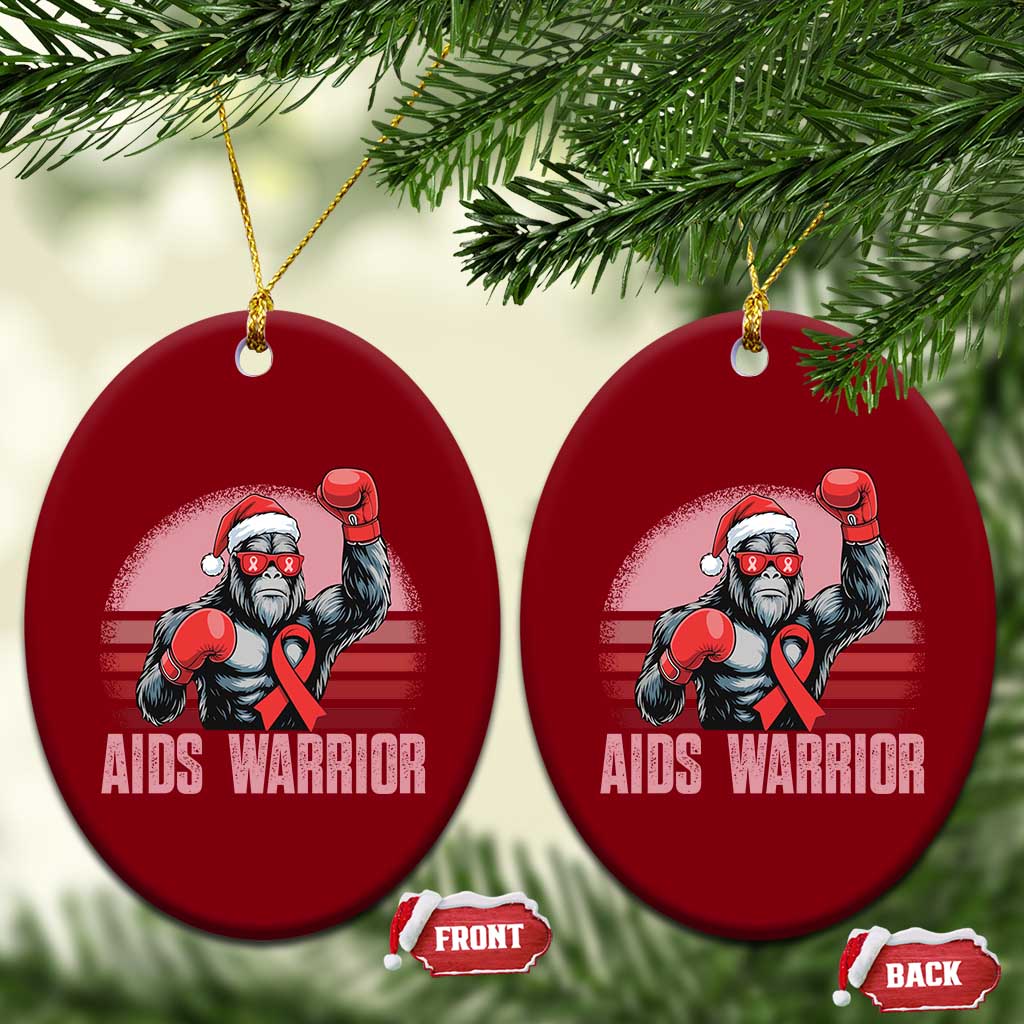 Xmas Santa Bigfoot HIV Awareness Ceramic Ornament Retro Vintage Style Gift - Wonder Print Shop