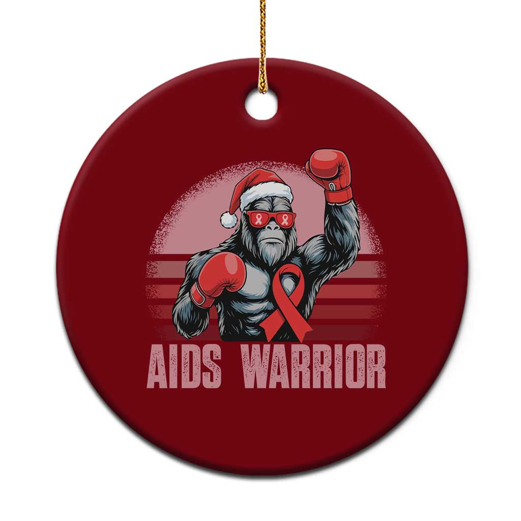 Xmas Santa Bigfoot HIV Awareness Ceramic Ornament Retro Vintage Style Gift - Wonder Print Shop